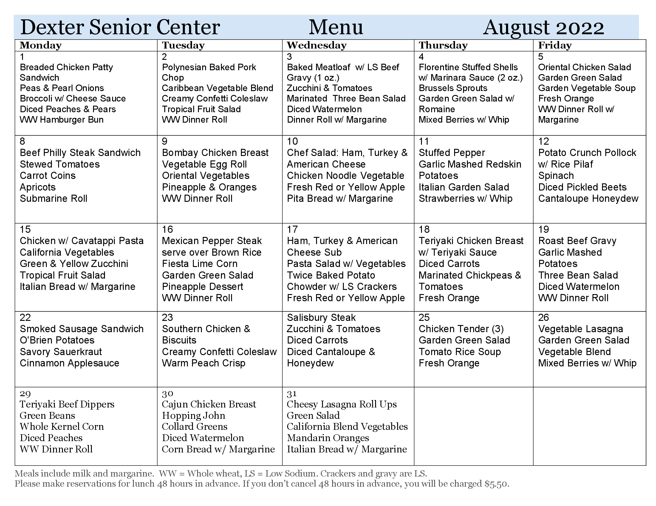Meals on Wheels - Dexter Senior Center